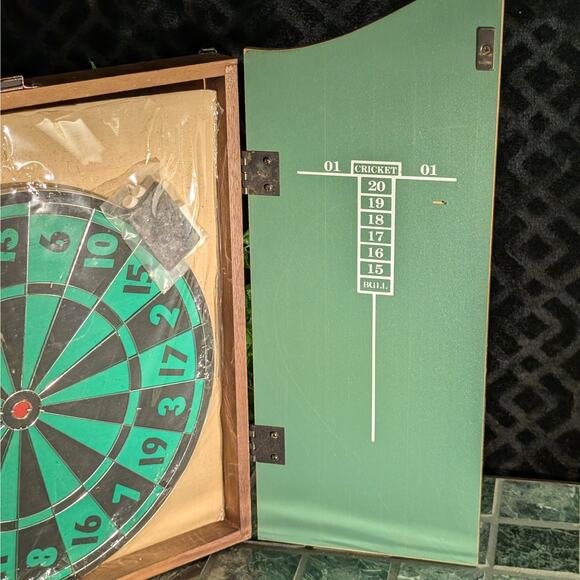 NEW Vintage Retro 70s Ships Inn Hanging Wooden Case Dart Board Man Cave Bar NOS - Picture 6 of 8